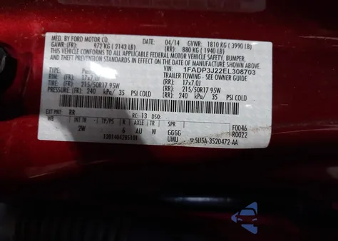 2014 Ford Focus Titanium z USA, uszkodzony, nr VIN 1FADP3J22EL308703